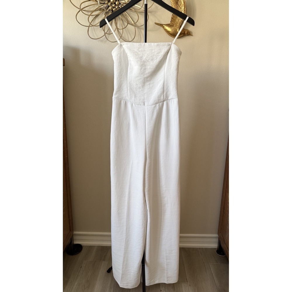 Abercrombie & Fitch White Wide Leg Jumpsuit Womens S Strapless Removable Straps